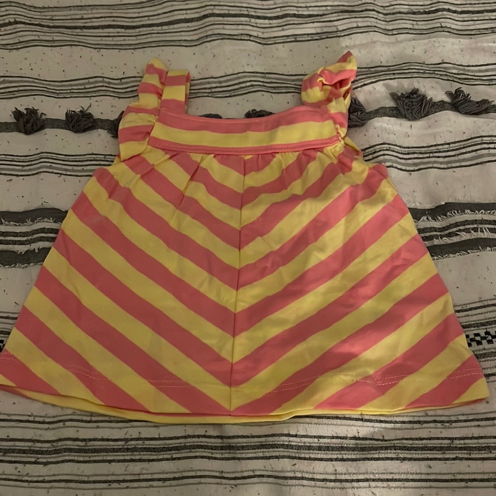 Pink and yellow striped tank for baby girl